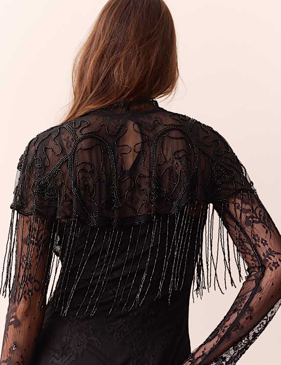 Mesh Beaded Cape