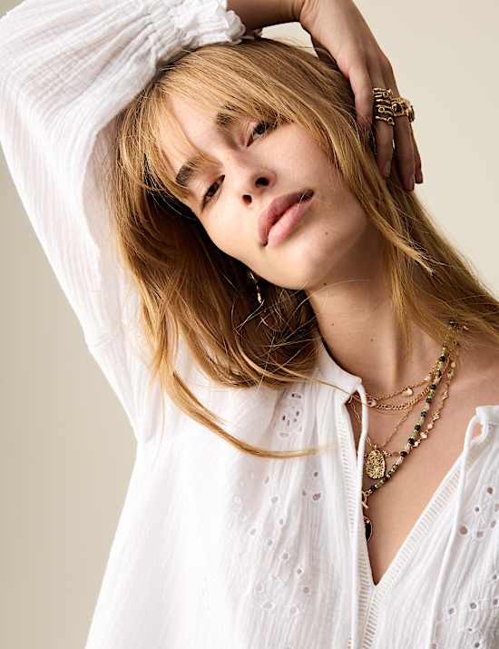 Pure Cotton Embroidered Mini Tiered Dress