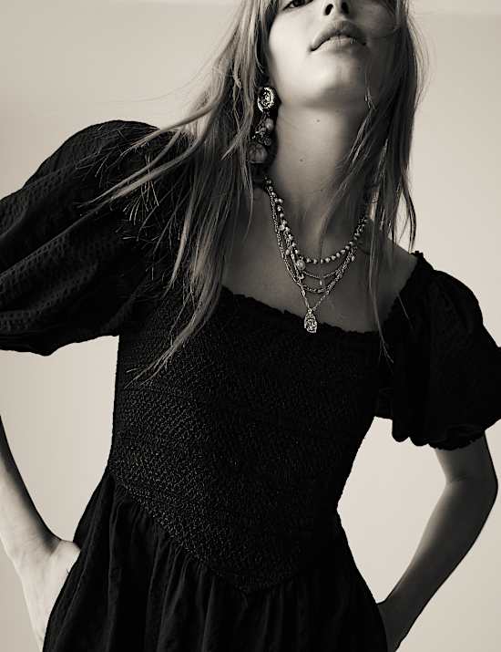 Pure Cotton Square Neck Midaxi Dress