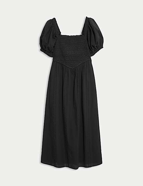 Pure Cotton Square Neck Midaxi Dress