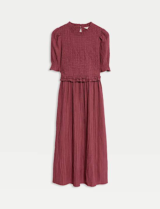 Midi šaty s volánkem a výstřihem