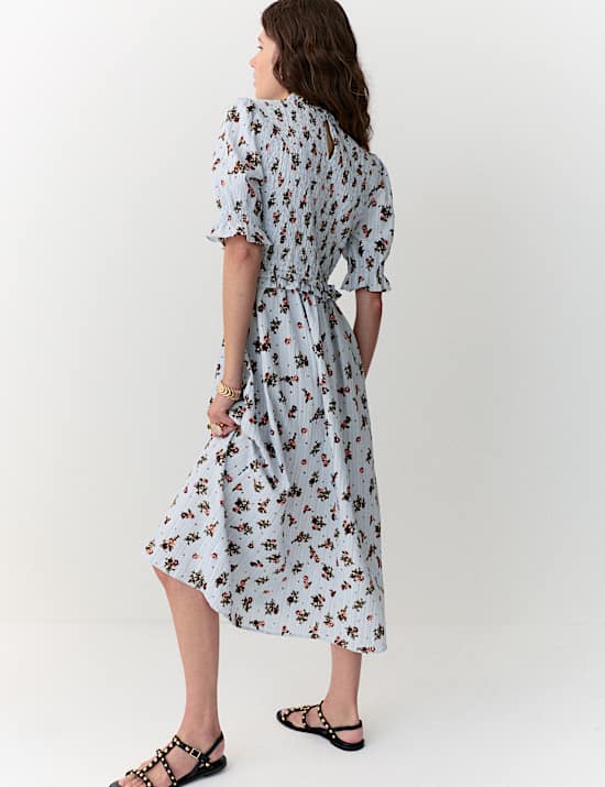 Floral Crew Neck Midi Dress
