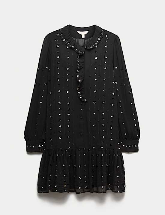 Chiffon Subtle Sequin Mini Tiered Dress