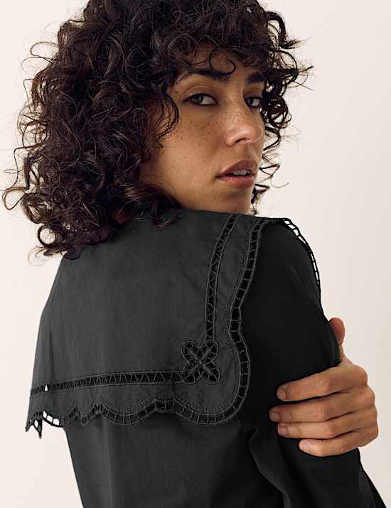 Pure Cotton Broderie Midi Smock Dress