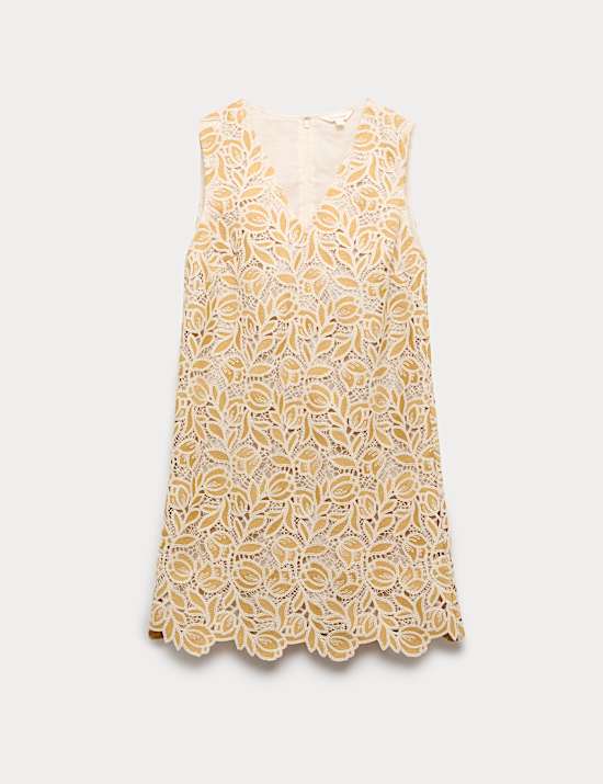 Cotton Blend Crotchet Mini Swing Dress