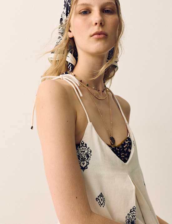 Pure Cotton Printed Strappy Jumpsuit