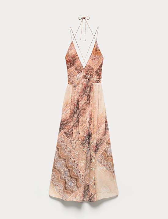 Paisley V-Neck Midaxi Skater Dress