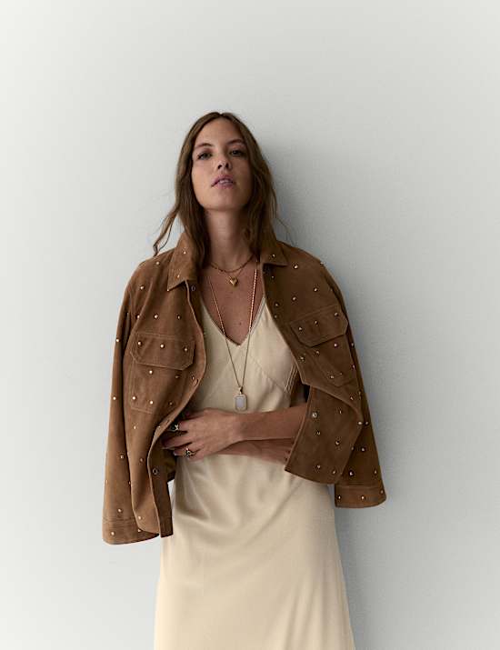 Pure Silk Beaded V-Neck Maxi Slip Dress