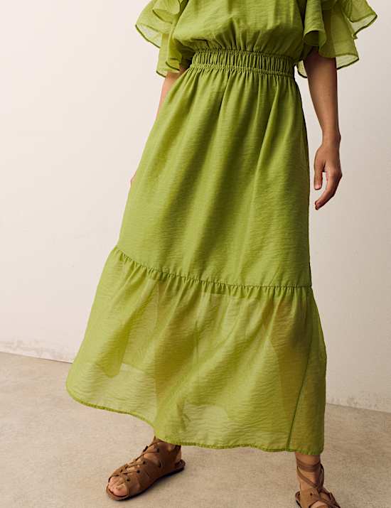 Frill Detail Strappy Midaxi Tiered Dress