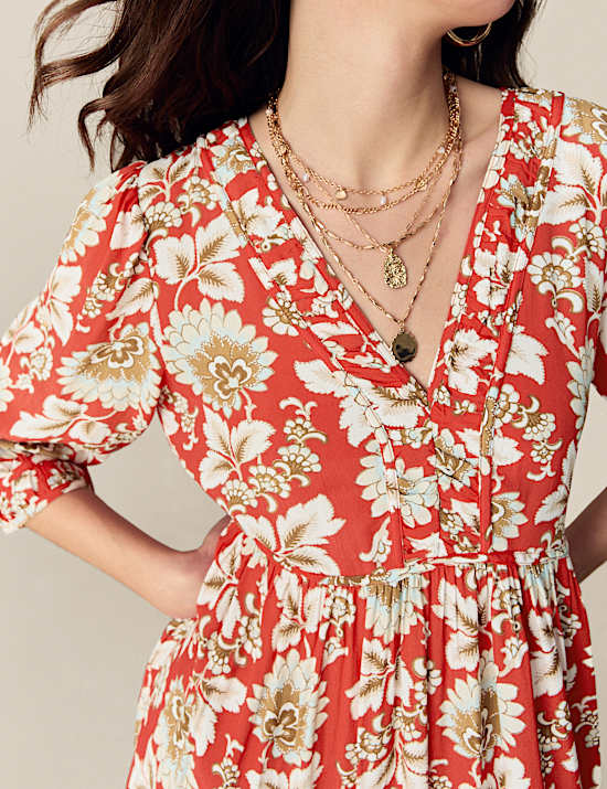 Floral V-Neck Midaxi Tea Dress