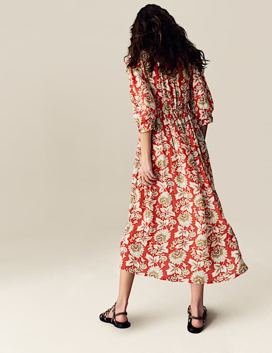 Floral V-Neck Midaxi Tea Dress