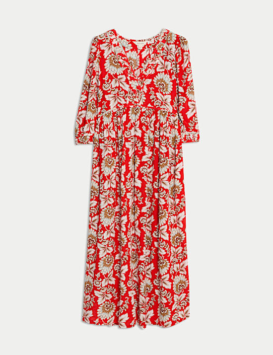 Floral V-Neck Midaxi Tea Dress