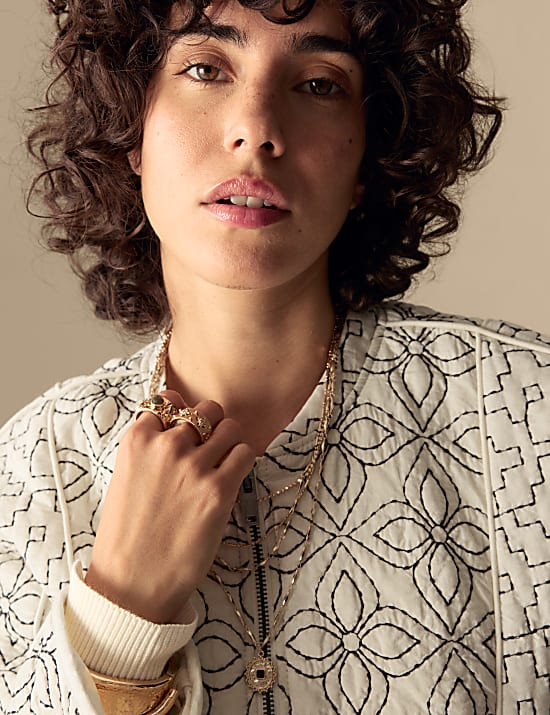 Prošívané sako z čisté bavlny s výšivkou