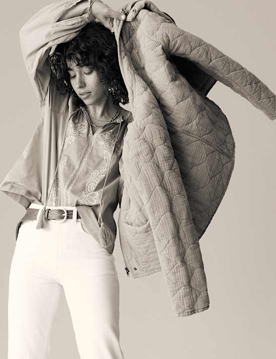 Veste utilitaire matelassée 100 % coton avec encolure