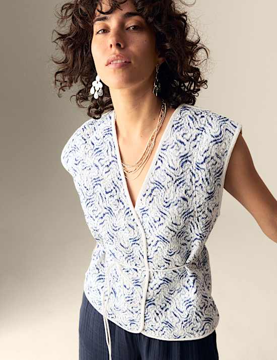 Veste sans manches matelassée réversible 100 % coton imprimé