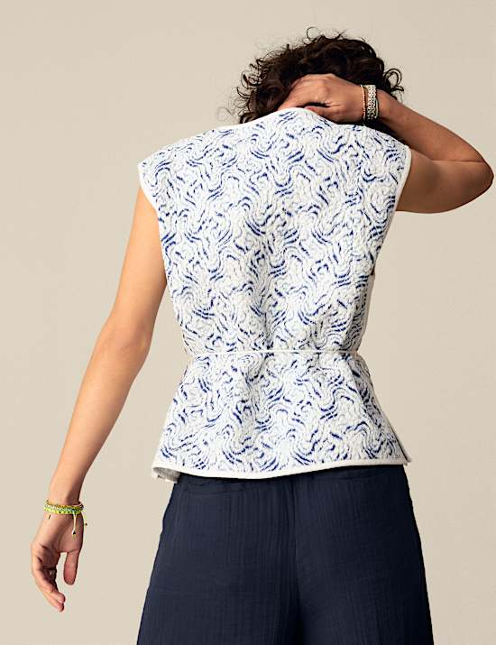 Veste sans manches matelassée réversible 100 % coton imprimé