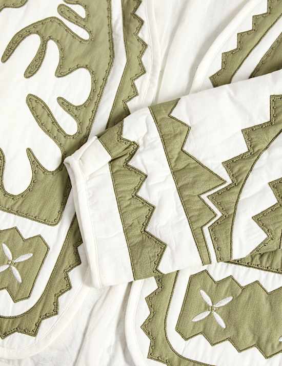 Pure Cotton Applique V-Neck Bomber Jacket