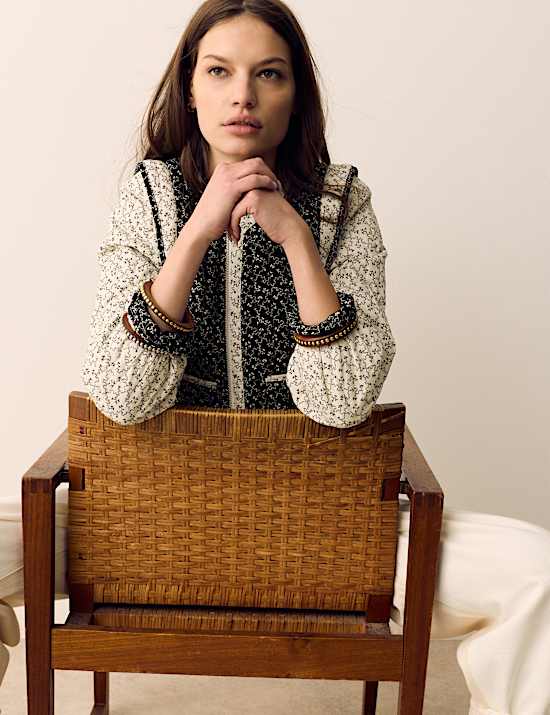 Pure Cotton Printed Quilted Jacket