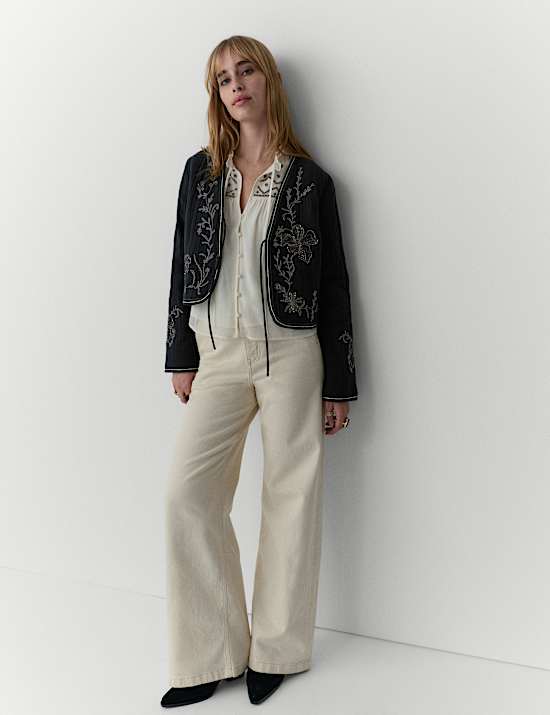 Veste 100 % coton embellie d’un nœud sur le devant