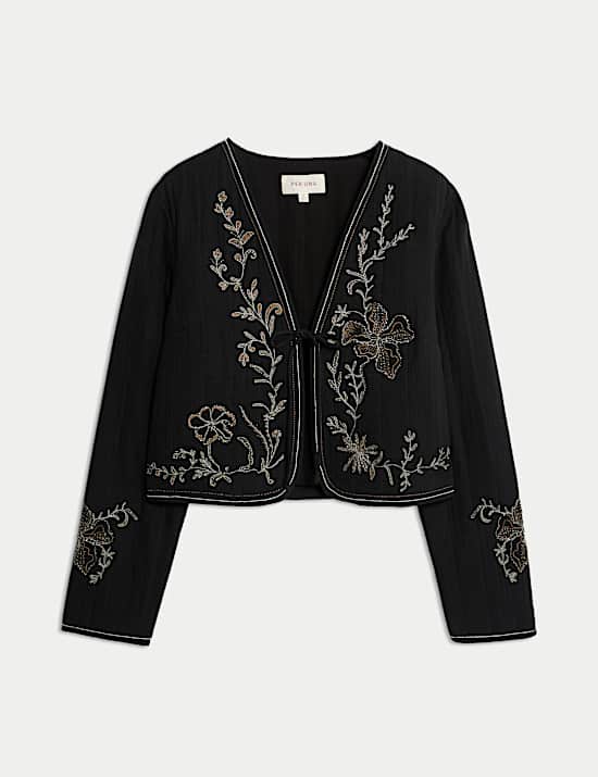 Veste 100 % coton embellie d’un nœud sur le devant