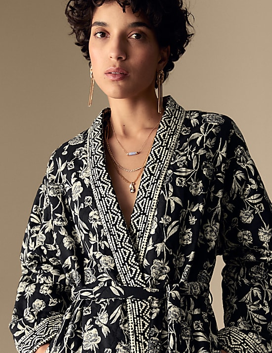 Pure Cotton Floral Quilted Jacket