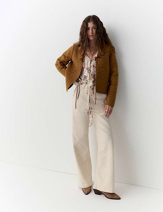 Pure Cotton Embroidered Quilted Jacket