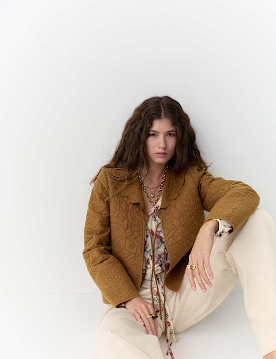 Pure Cotton Embroidered Quilted Jacket