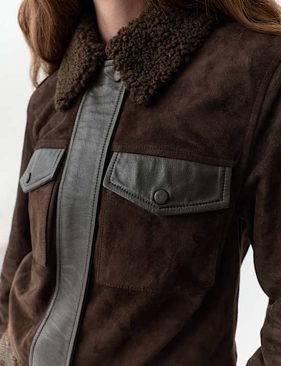 Pure Suede Borg Collared Jacket