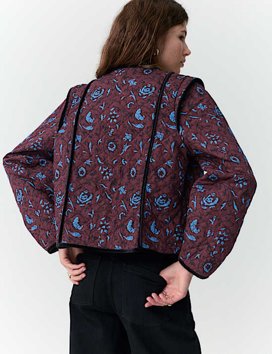 Jaket Katun Murni Lapisan Rajut Bermotif dengan Tali Depan