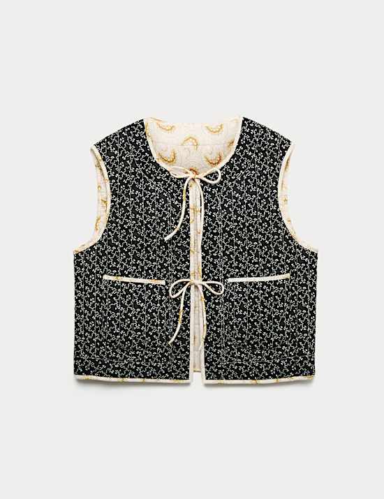 Pure Cotton Printed Quilted Reversible Gilet