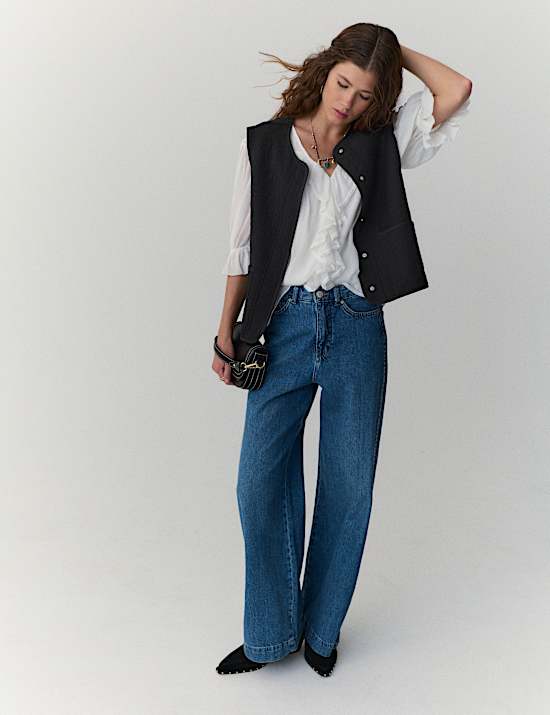 Quilted Collarless Gilet