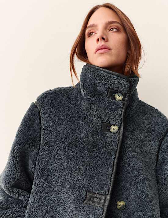Borg Textured Funnel Neck Coat