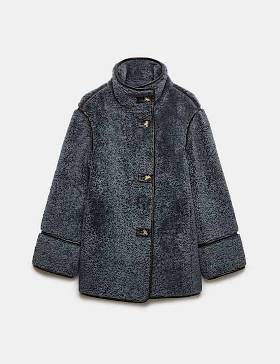 Borg Textured Funnel Neck Coat