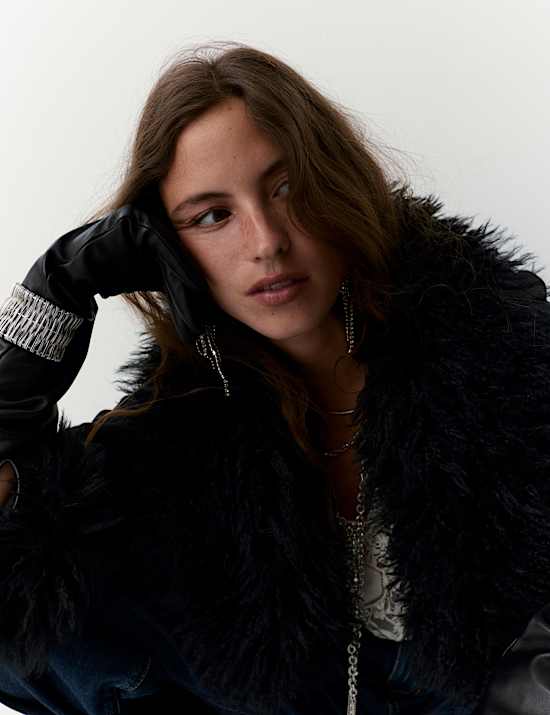 Faux Fur Trim Longline Coat