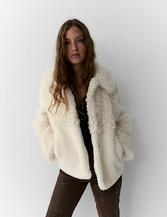 Faux Fur Panelled Coat