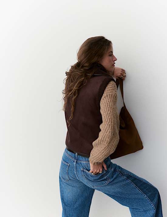 Shearling Faux Fur High Neck Gilet