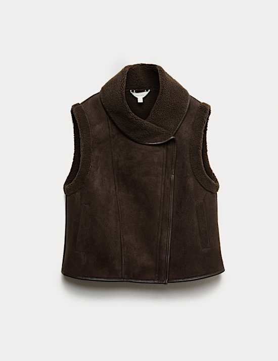 Shearling Faux Fur High Neck Gilet