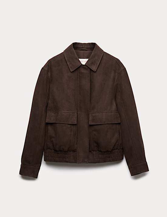 Suedette Collared Bomber Jacket