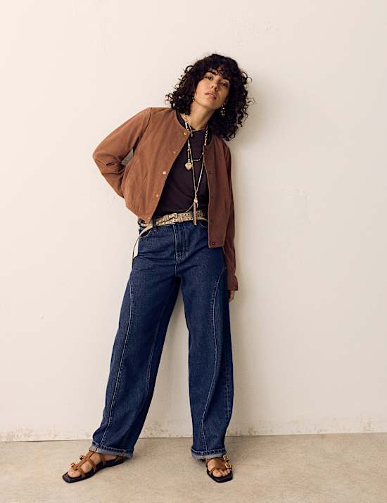 Suede Collarless Cropped Jacket