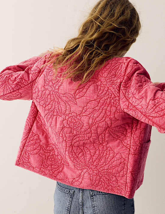 Pure Cotton Floral Quilted Jacket