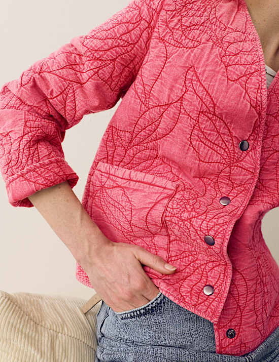 Pure Cotton Floral Quilted Jacket