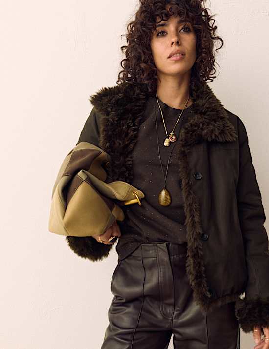 Faux Fur Reversible Bomber Jacket