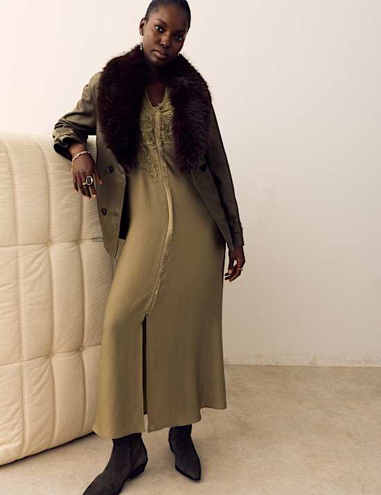Leather Belted Trench Jacket
