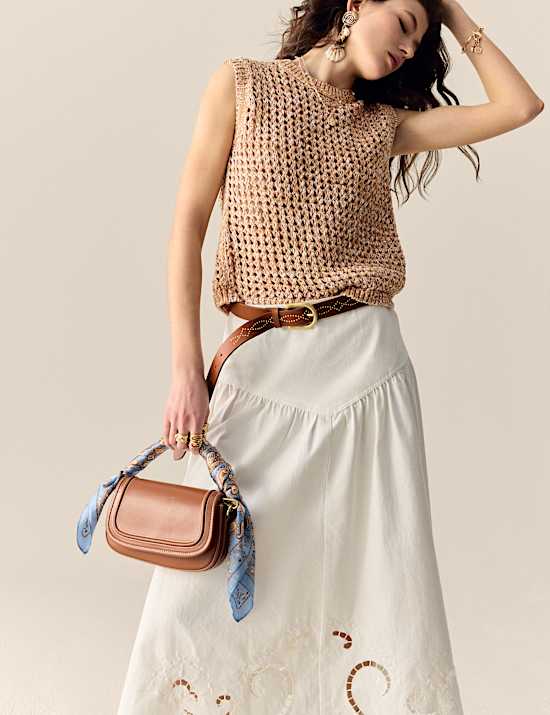 Cotton Blend Ribbed Textured Knitted Vest