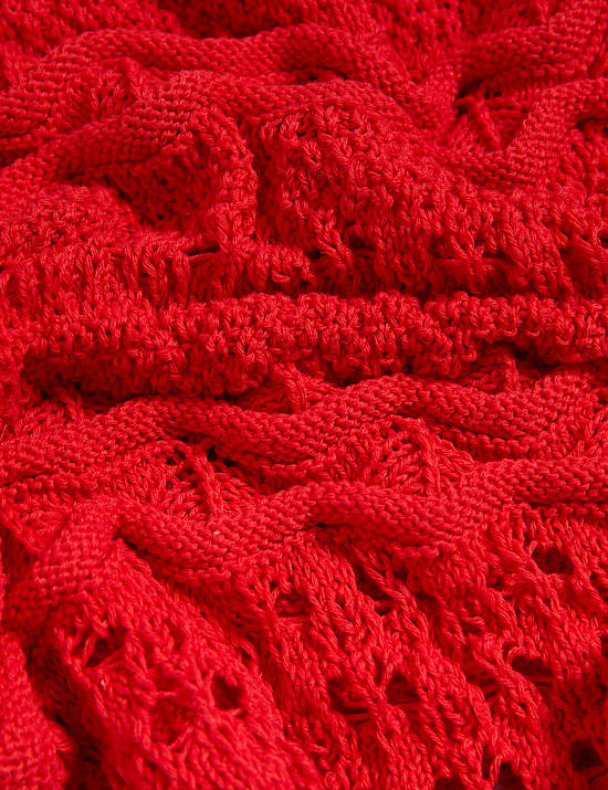 Cotton Blend Knitted Detail Top