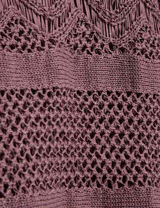 Cotton Rich Crew Neck Fringe Oversized Jumper