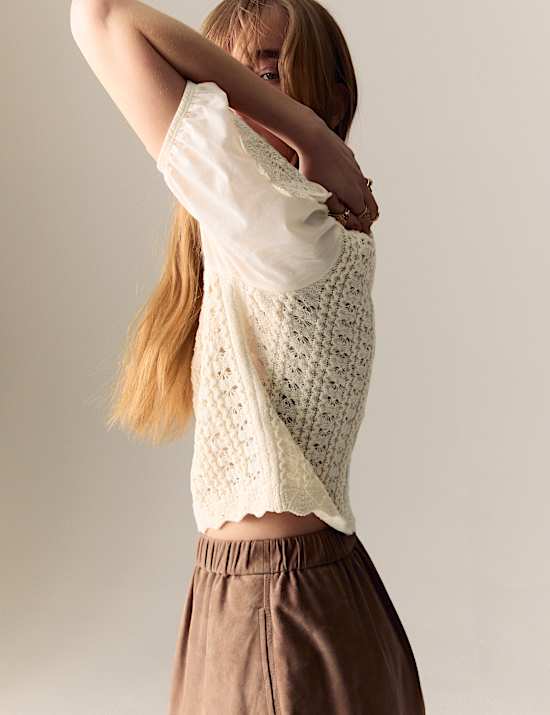 Cotton Rich Knitted Crew Neck Jumper