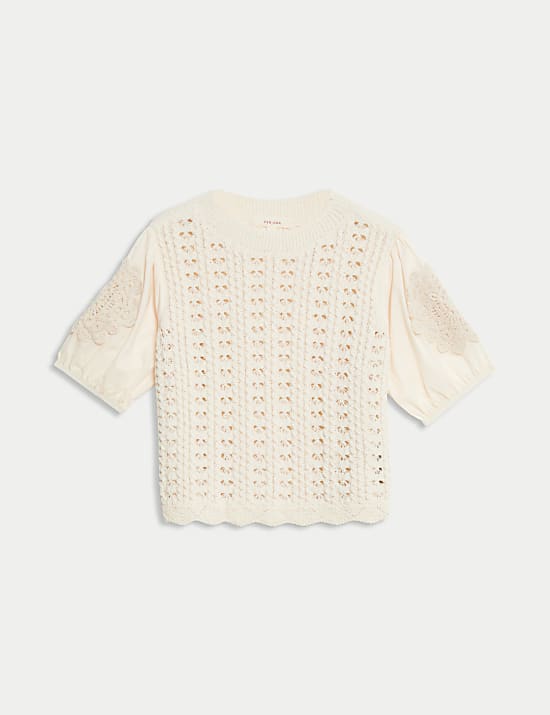 Cotton Rich Knitted Crew Neck Jumper