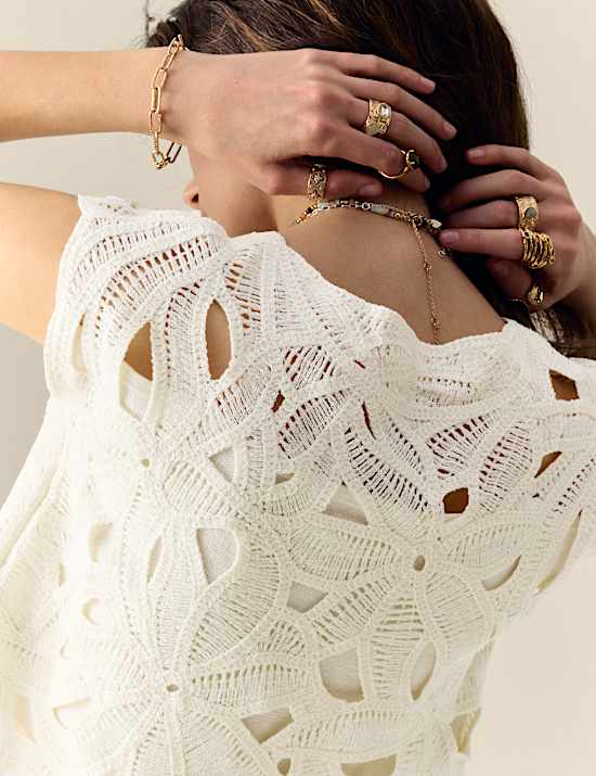 Pointelle Floral Top