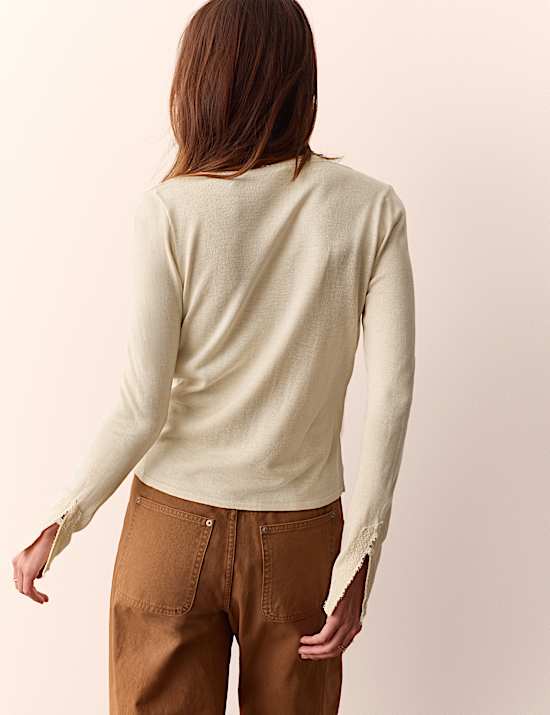 V-Neck Lace Trim Wrap Cardigan